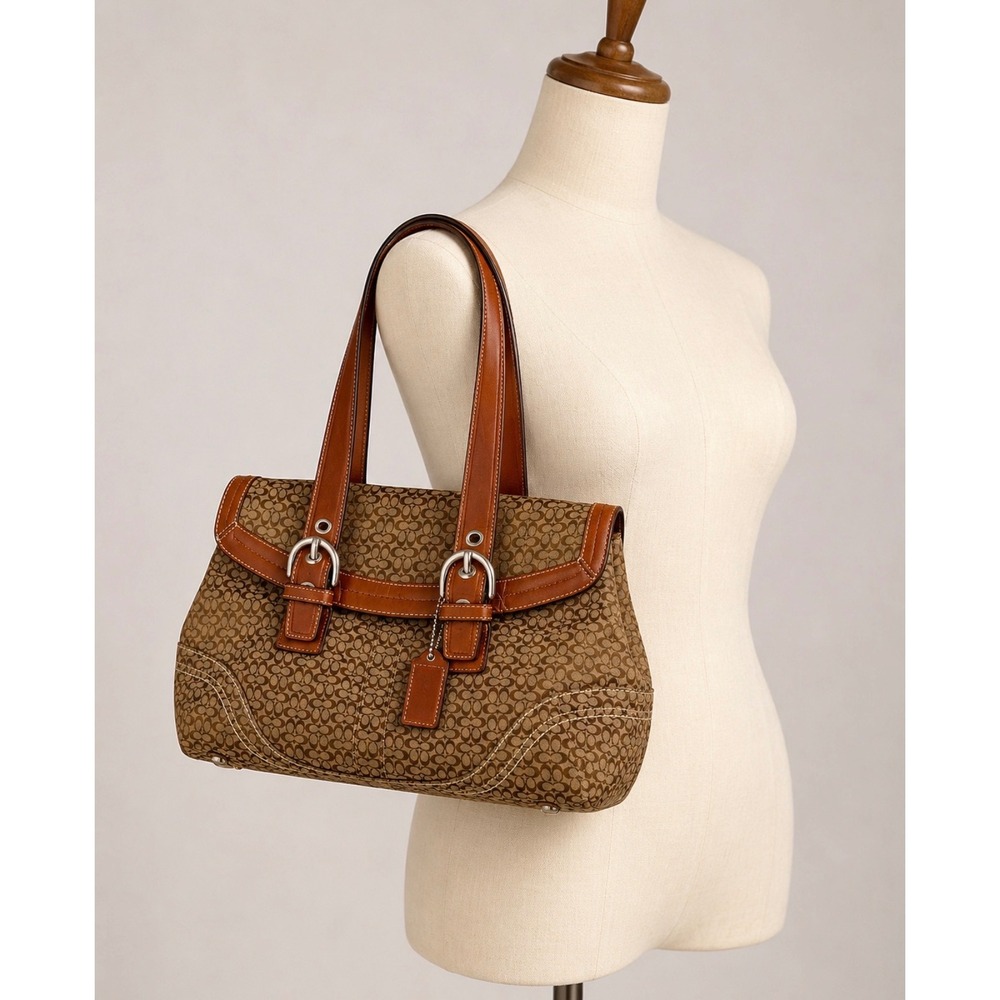COACH Vintage Y2K Soho Signature Jacquard Logo Flap Satchel Shoulder Bag F12312